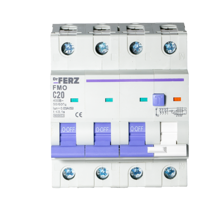 FMO-EL-3P+N 20A 30mA 6kA тип AC, х-ка C, 4M Диф. автомат